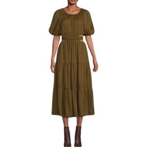 Anthropologie by the river Waist Cut Out Tiered Midi Dress Cottagecore NWT